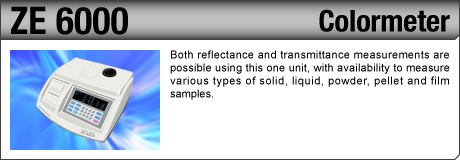 [Colormeter / ZE 6000] Both reflectance and transmittance measurements are possible using this one unit, with availability to measure various types of solid, liquid, powder, pellet and film samples.